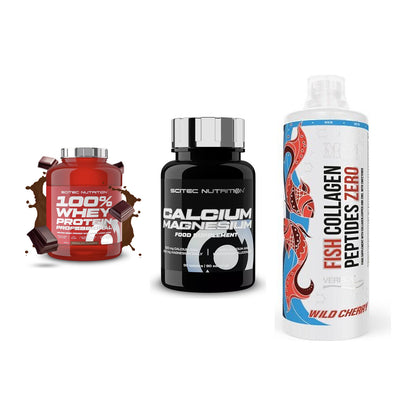 Regenerations-Set: Scitec 100% + Scitec Calcium + MST Fish – alle enthaltenen Artikel