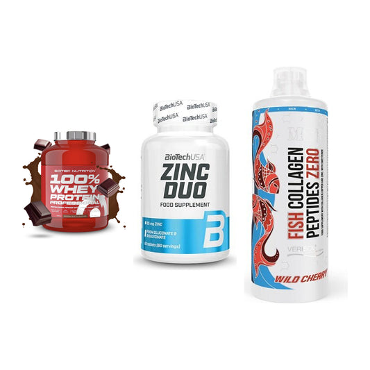 Regenerations-Set: Scitec 100% + BioTech Zinc + MST Fish – alle enthaltenen Artikel