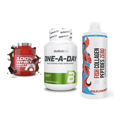 Regenerations-Set: Scitec 100% + BioTech One A + MST Fish – alle enthaltenen Artikel