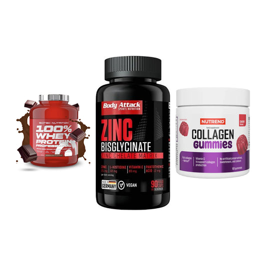 Regenerations-Set: Scitec 100% + Body Attack + Nutrend Collage – alle enthaltenen Artikel