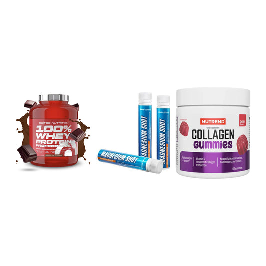 Regenerations-Set: Scitec 100% + Body Attack + Nutrend Collage – alle enthaltenen Artikel