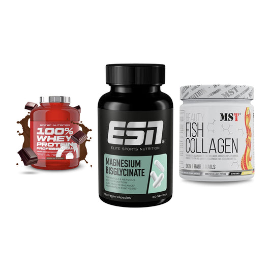 Regenerations-Set: Scitec 100% + ESN Magnesium + MST Beauty Fish – alle enthaltenen Artikel