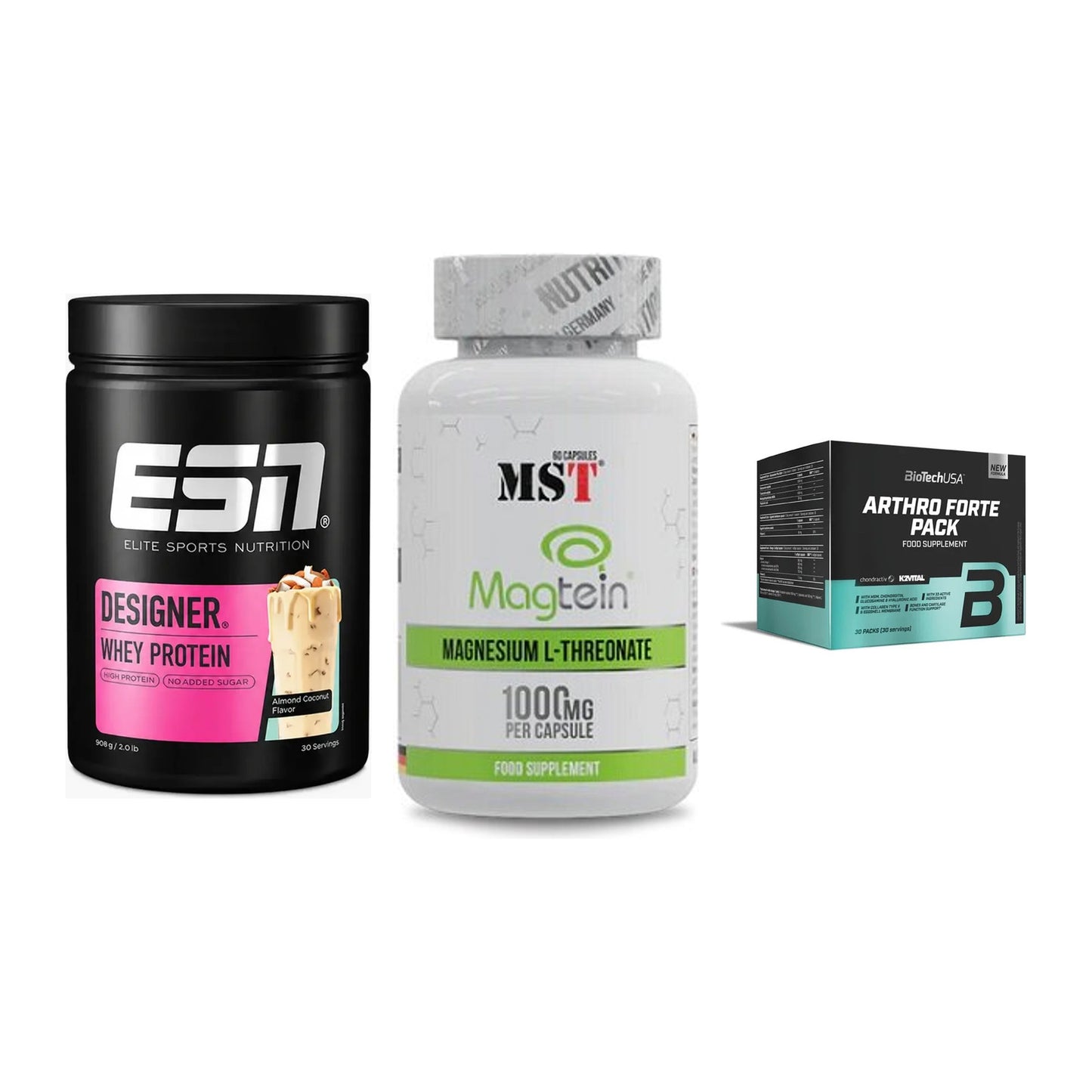 Regenerations-Set: ESN Designer + MST Magnesium + BioTech Arthro – alle enthaltenen Artikel
