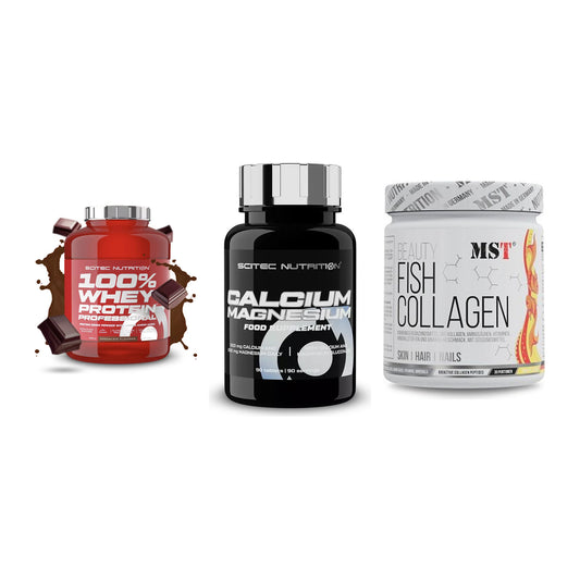 Regenerations-Set: Scitec 100% + Scitec Calcium + MST Beauty Fish – alle enthaltenen Artikel