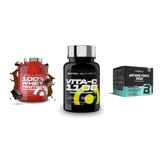 Regenerations-Set: Scitec 100% + Scitec Vitamin + BioTech Arthro – alle enthaltenen Artikel