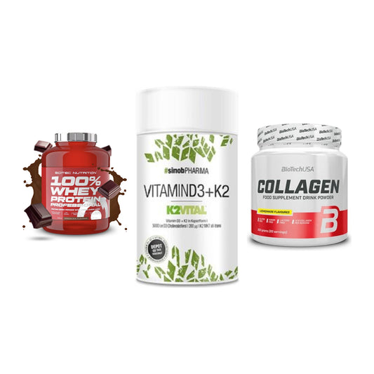 Regenerations-Set: Scitec 100% + Sinob Vitamin + BioTech Collage – alle enthaltenen Artikel