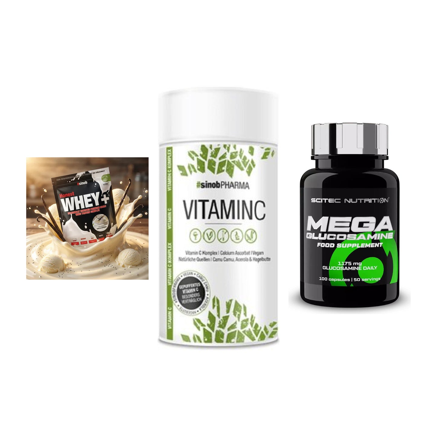 Regenerations-Set: Sinob Honest + Sinob Vitamin C + Scitec Mega – alle enthaltenen Artikel