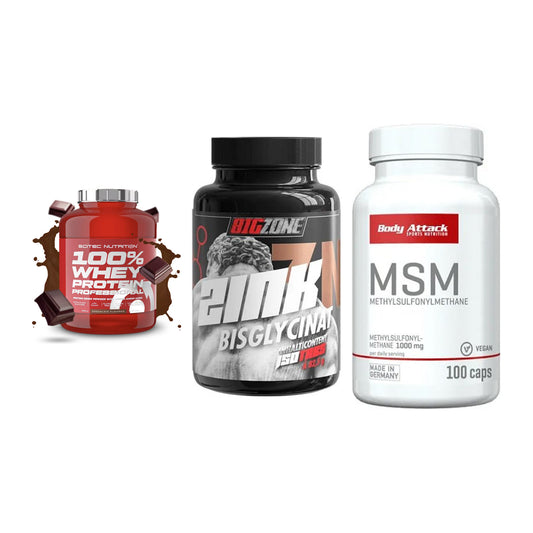 Regenerations-Set: Scitec 100% + Big Zone Zink + Body Attack MSM – alle enthaltenen Artikel
