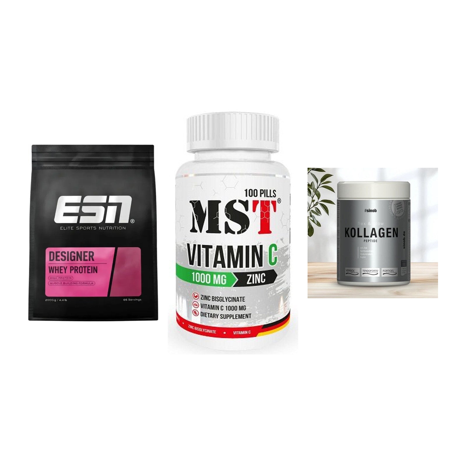 Regenerations-Set: ESN Designer + MST Vitamin C + Sinob Kollagen – alle enthaltenen Artikel