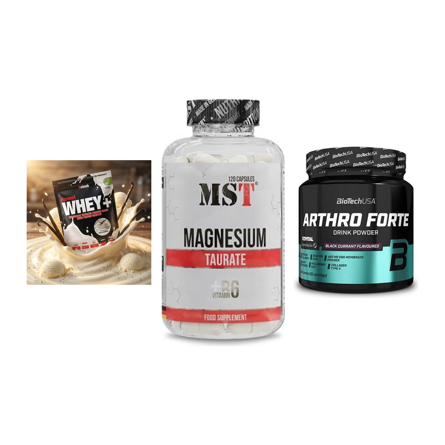 Regenerations-Set: Sinob Honest + MST Magnesium + BioTech Arthro – alle enthaltenen Artikel