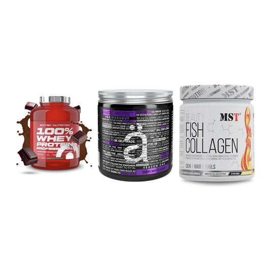 Regenerations-Set: Scitec 100% + Nanosupps Hype + MST Beauty Fish – alle enthaltenen Artikel