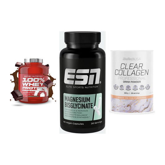 Regenerations-Set: Scitec 100% + ESN Magnesium + BioTech Clear – alle enthaltenen Artikel
