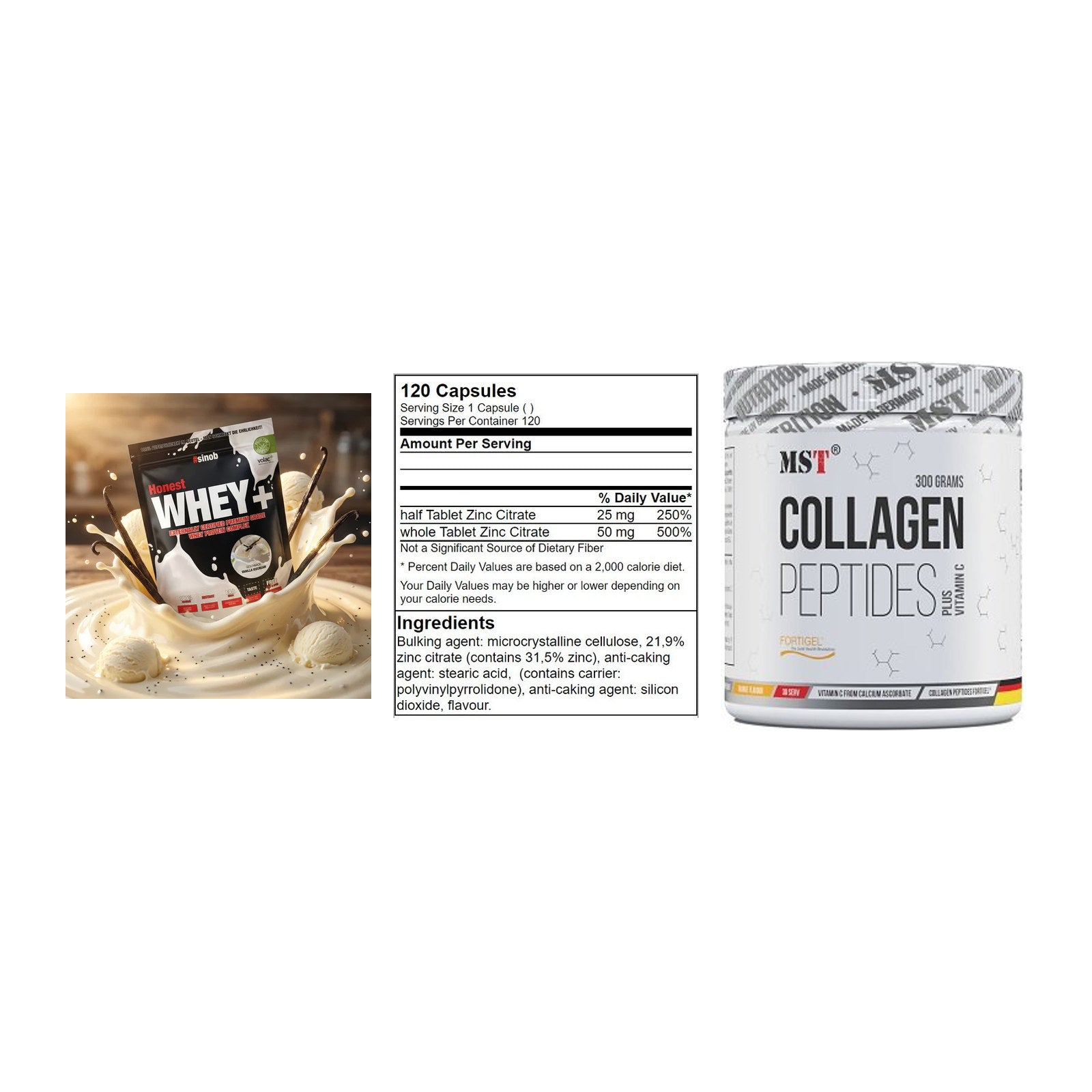Regenerations-Set: Sinob Honest + GN Zinc Citrate + MST Collagen – alle enthaltenen Artikel