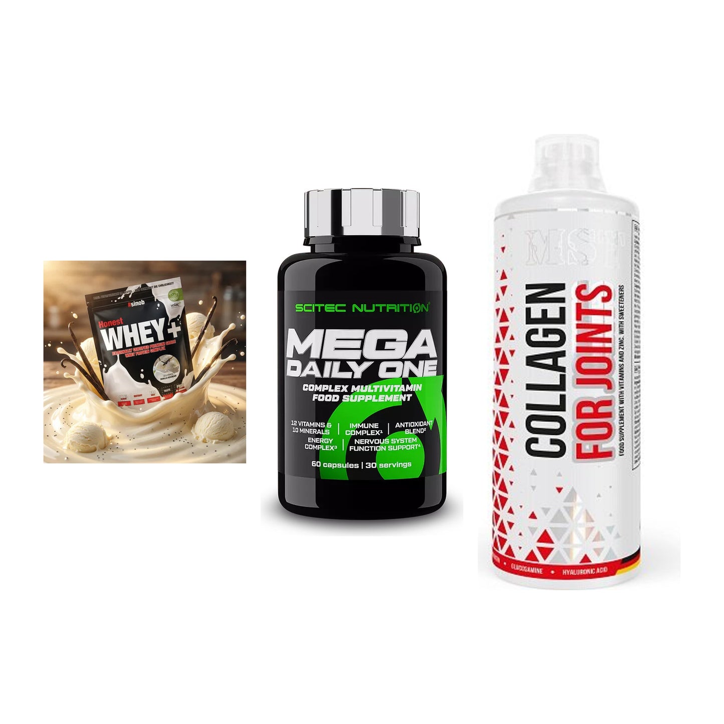 Regenerations-Set: Sinob Honest + Scitec Mega + MST Collagen – alle enthaltenen Artikel