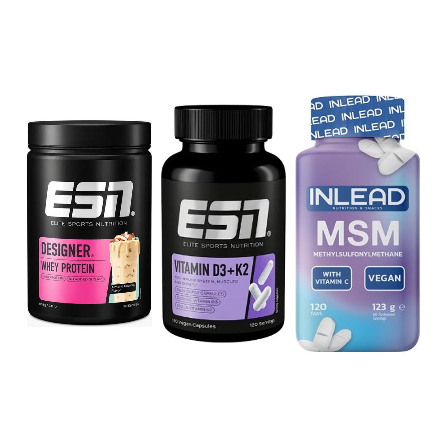 Regenerations-Set: ESN Designer + ESN Vitamin D3 + INLEAD MSM – alle enthaltenen Artikel