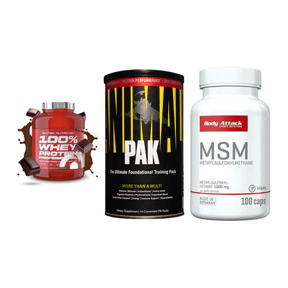 Regenerations-Set: Scitec 100% + Universal + Body Attack MSM – alle enthaltenen Artikel