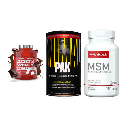 Regenerations-Set: Scitec 100% + Universal + Body Attack MSM – alle enthaltenen Artikel