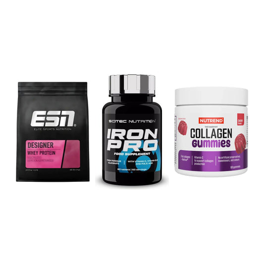 Regenerations-Set: ESN Designer + Scitec Iron Pro + Nutrend Collage – alle enthaltenen Artikel