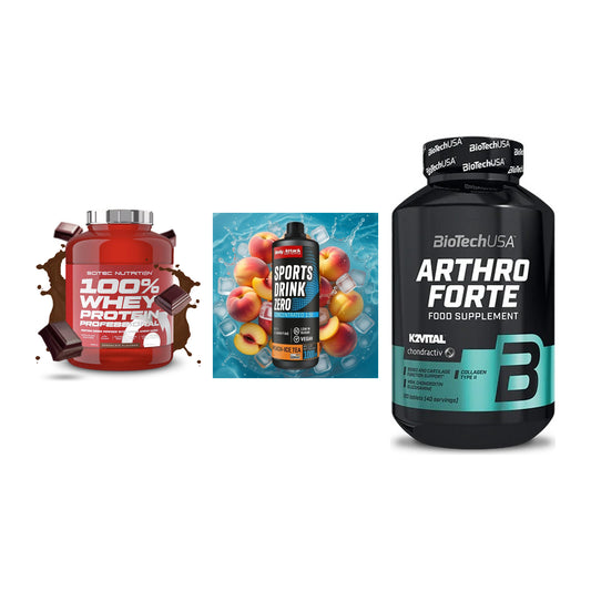 Regenerations-Set: Scitec 100% + Body Attack + BioTech Arthro – alle enthaltenen Artikel