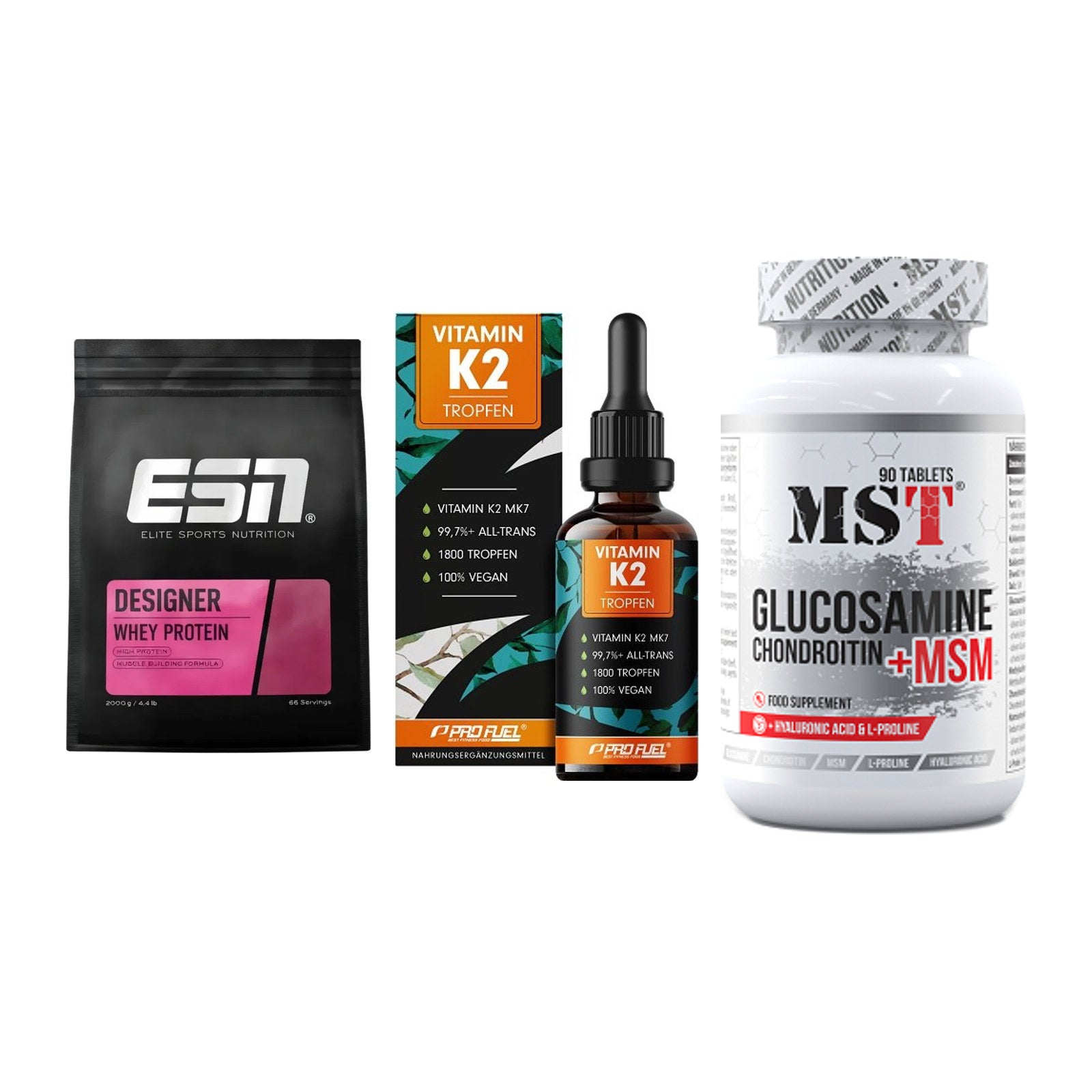 Regenerations-Set: ESN Designer + ProFuel Vitamin + MST Glucosamine – alle enthaltenen Artikel