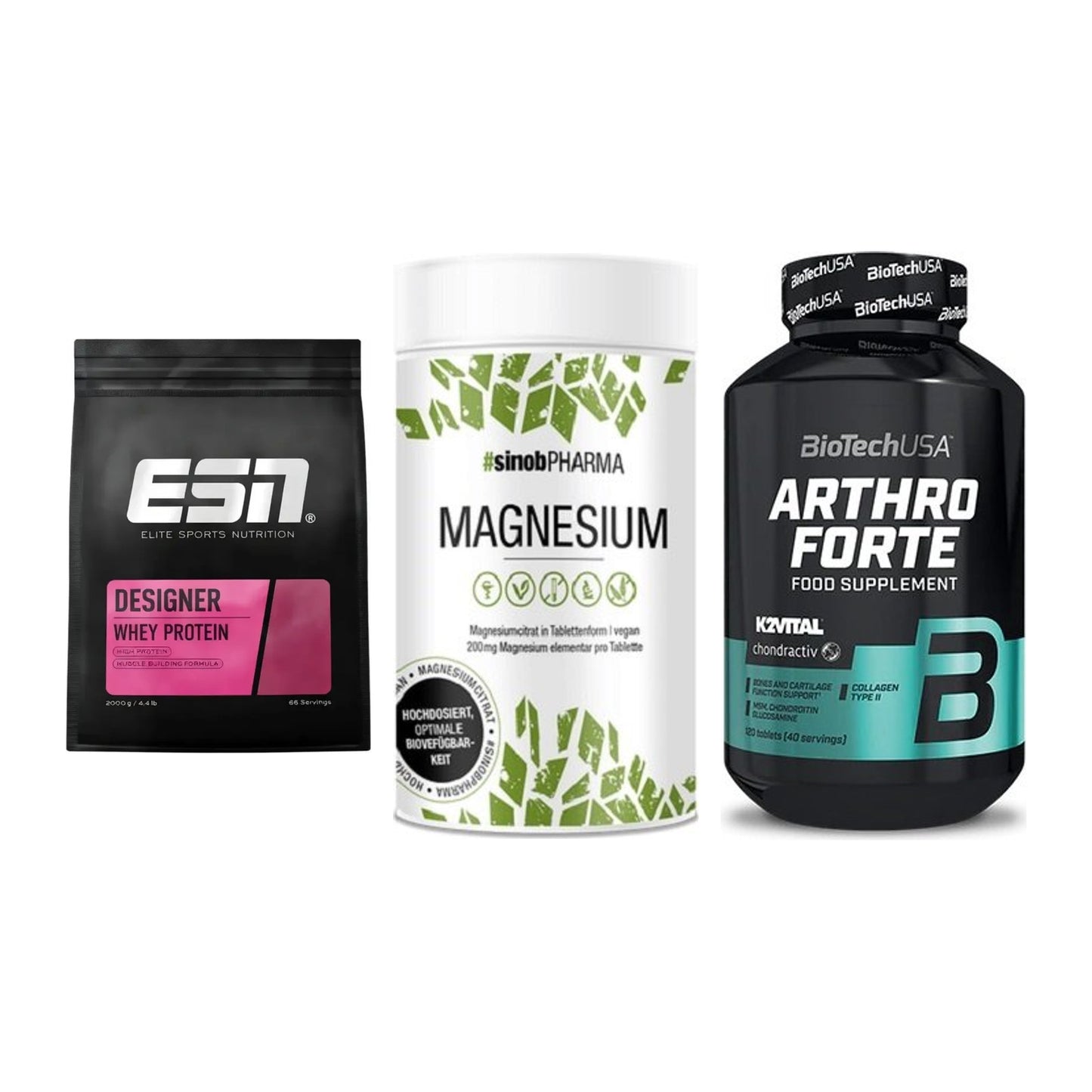Regenerations-Set: ESN Designer + Sinob Magnesium + BioTech Arthro – alle enthaltenen Artikel