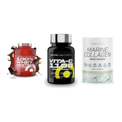 Regenerations-Set: Scitec 100% + Scitec Vitamin + BioTech Marine – alle enthaltenen Artikel