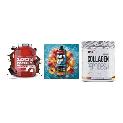 Regenerations-Set: Scitec 100% + Body Attack + MST Collagen – alle enthaltenen Artikel