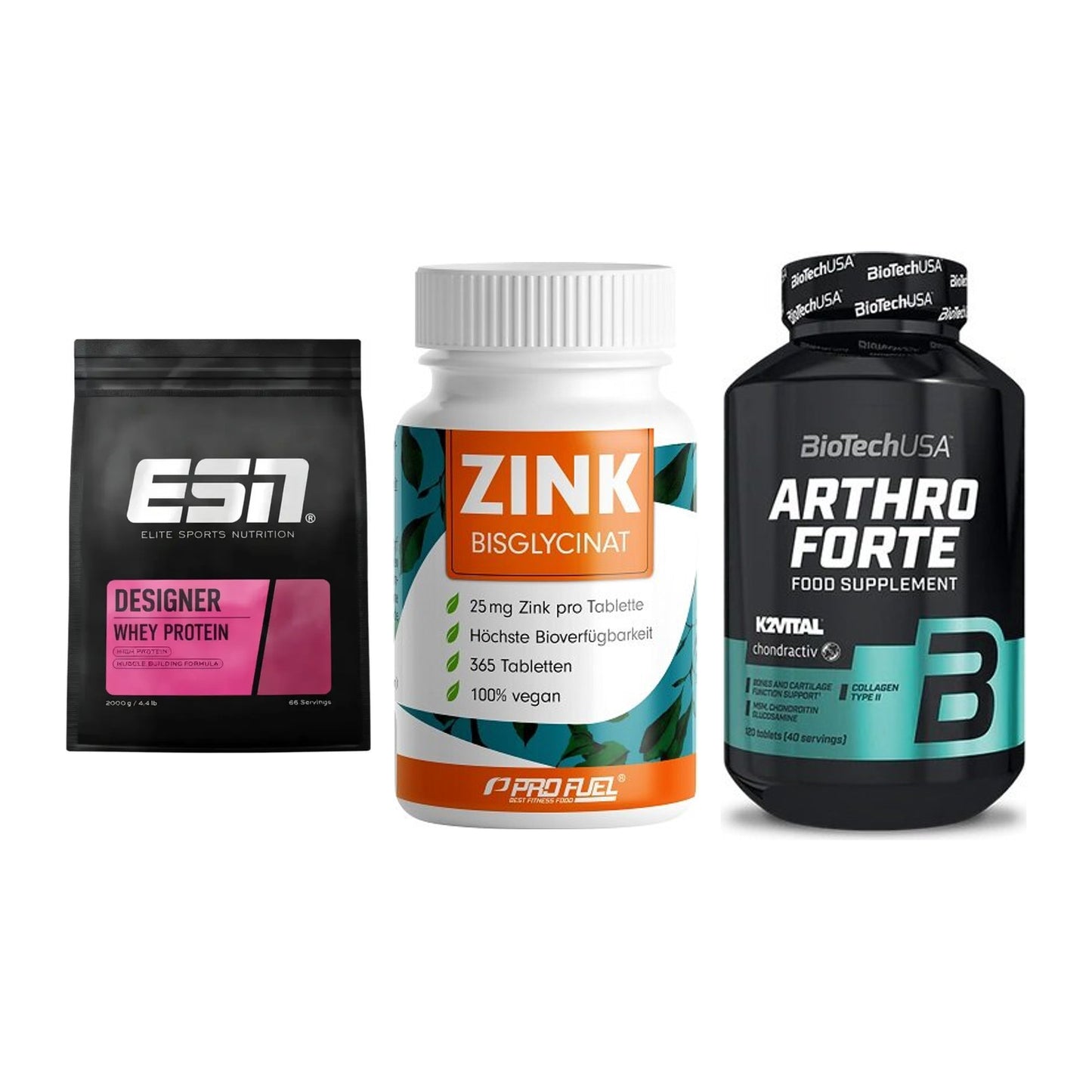 Regenerations-Set: ESN Designer + ProFuel Zink + BioTech Arthro – alle enthaltenen Artikel