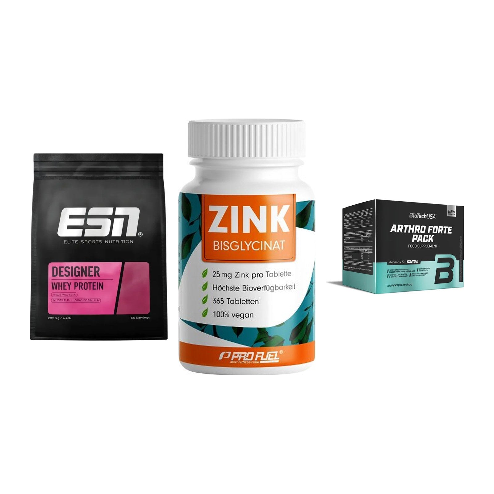 Regenerations-Set: ESN Designer + ProFuel Zink + BioTech Arthro – alle enthaltenen Artikel