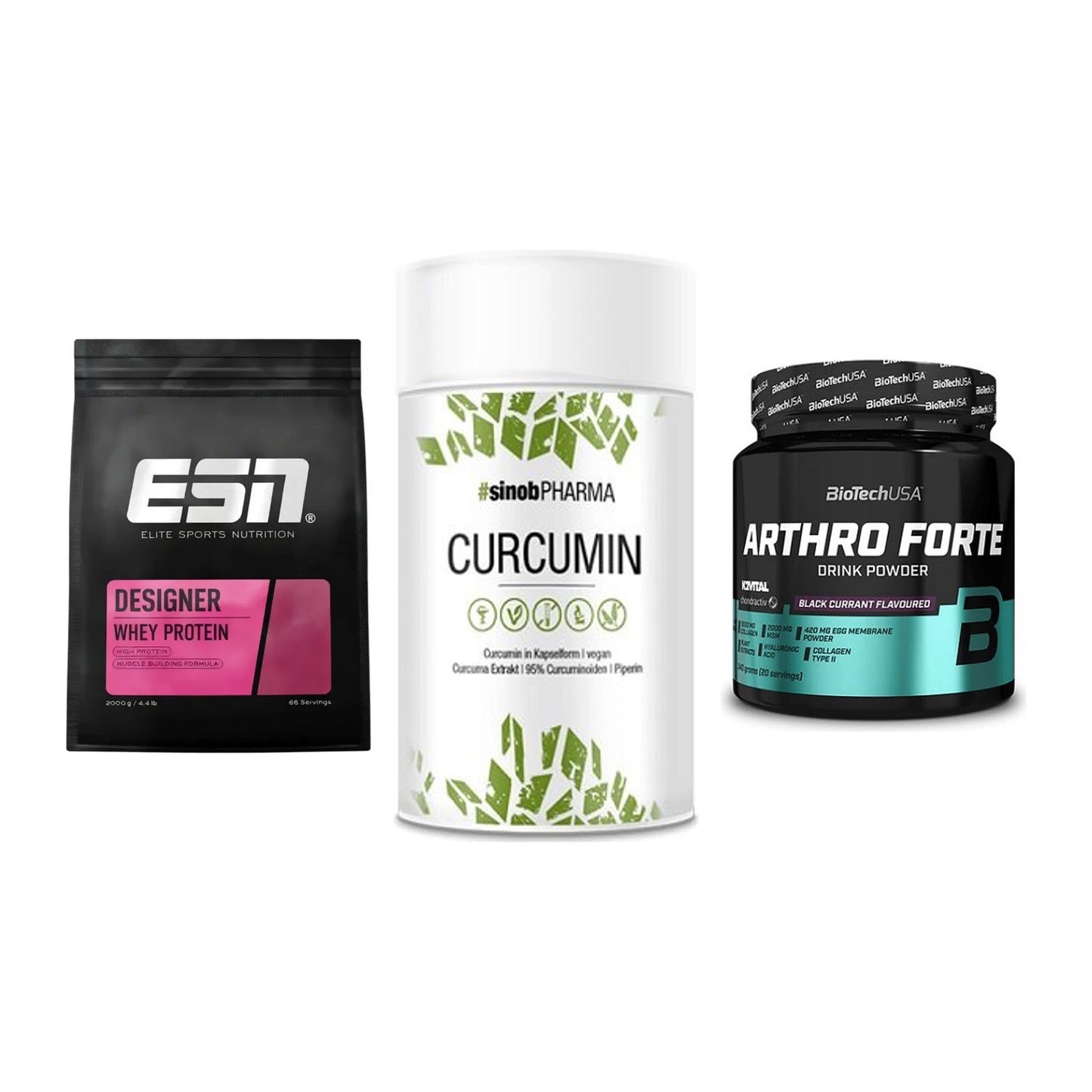 Regenerations-Set: ESN Designer + Sinob Curcumin + BioTech Arthro – alle enthaltenen Artikel