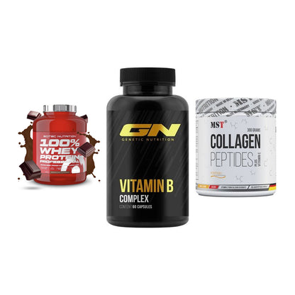 Regenerations-Set: Scitec 100% + GN Vitamin + MST Collagen – alle enthaltenen Artikel