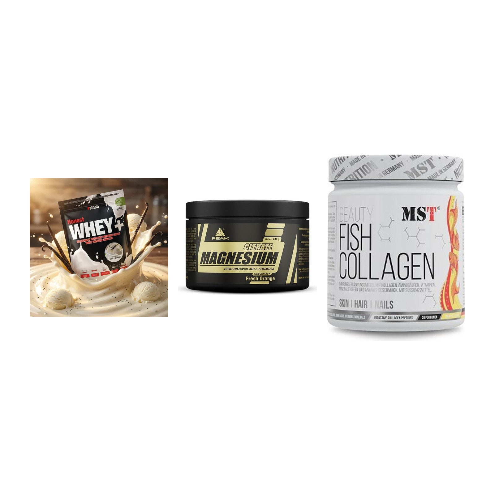 Regenerations-Set: Sinob Honest + Peak Magnesium + MST Beauty Fish – alle enthaltenen Artikel