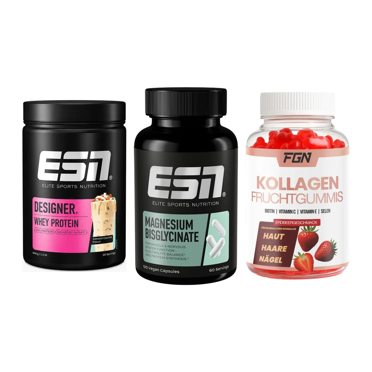 Regenerations-Set: ESN Designer + ESN Magnesium + FGN Kollagen 60 – alle enthaltenen Artikel