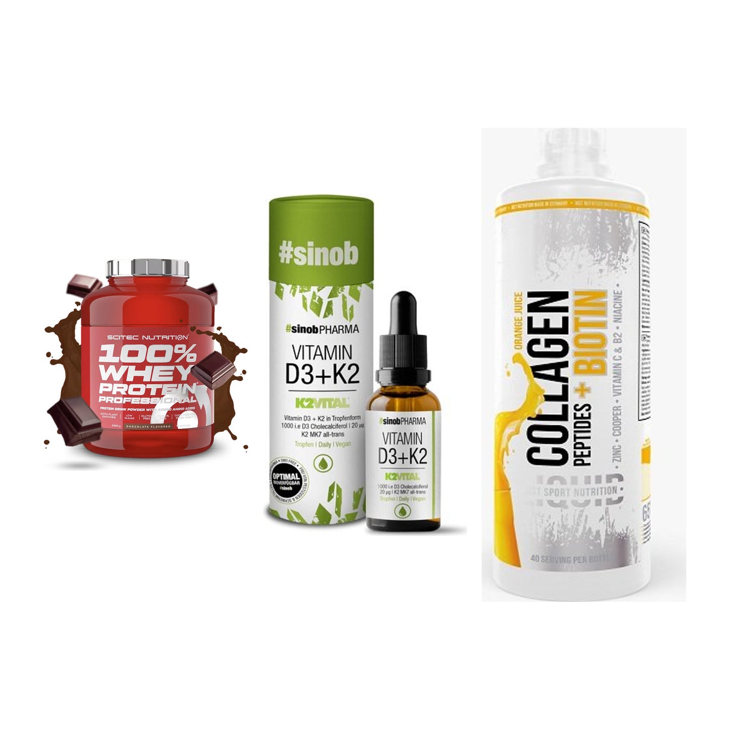 Regenerations-Set: Scitec 100% + Sinob Vitamin + MST Collagen – alle enthaltenen Artikel