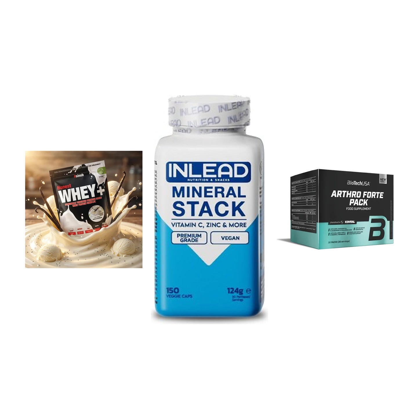 Regenerations-Set: Sinob Honest + INLEAD Mineral + BioTech Arthro – alle enthaltenen Artikel