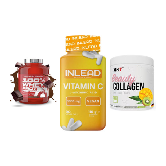 Regenerations-Set: Scitec 100% + INLEAD Vitamin + MST Beauty – alle enthaltenen Artikel