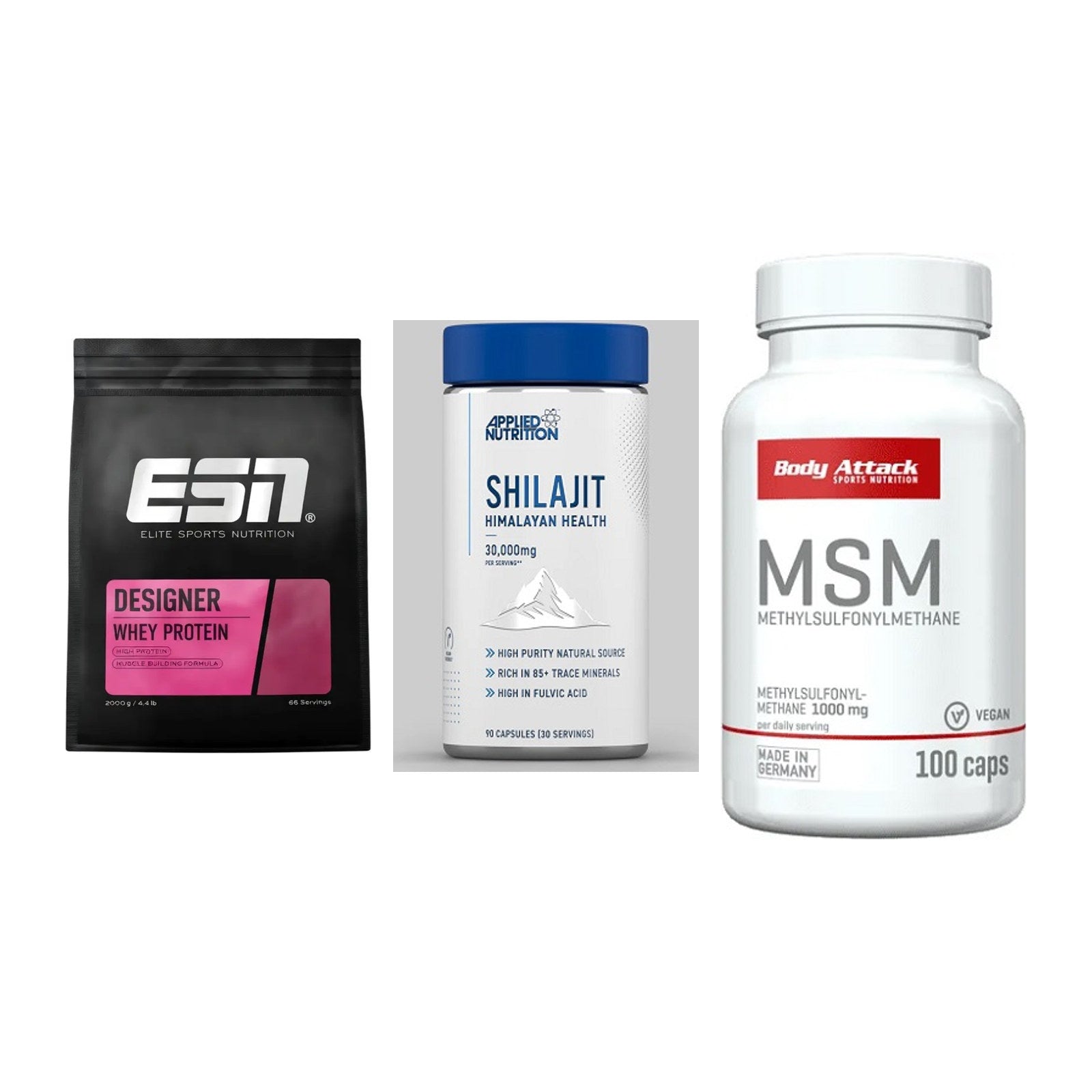 Regenerations-Set: ESN Designer + Applied Nutriti + Body Attack MSM – alle enthaltenen Artikel