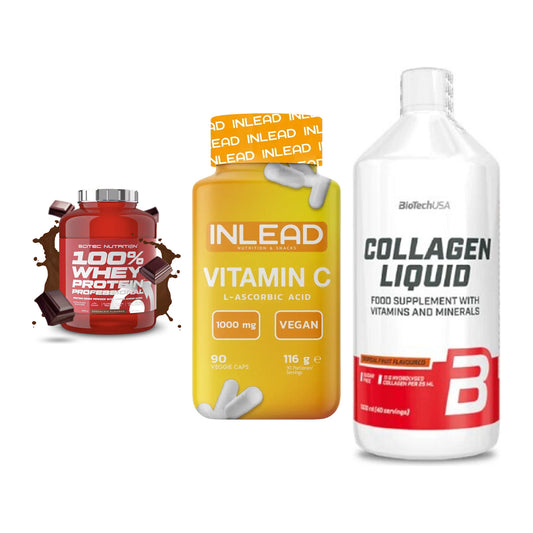Regenerations-Set: Scitec 100% + INLEAD Vitamin + BioTech Collage – alle enthaltenen Artikel