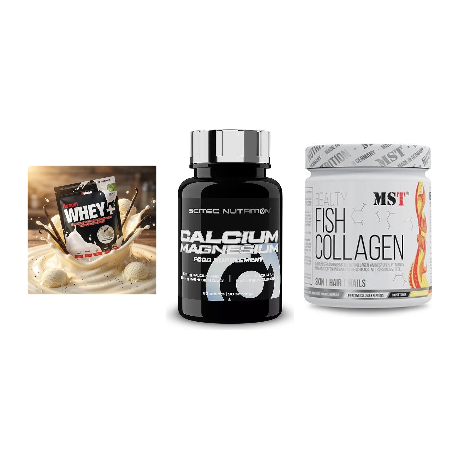Regenerations-Set: Sinob Honest + Scitec Calcium + MST Beauty Fish – alle enthaltenen Artikel