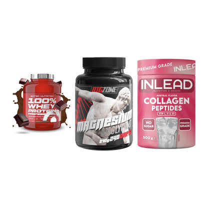 Regenerations-Set: Scitec 100% + Big Zone + INLEAD Collagen – alle enthaltenen Artikel