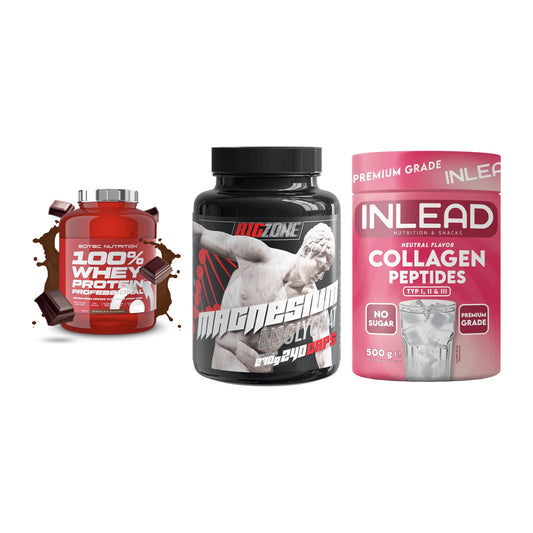 Regenerations-Set: Scitec 100% + Big Zone + INLEAD Collagen – alle enthaltenen Artikel