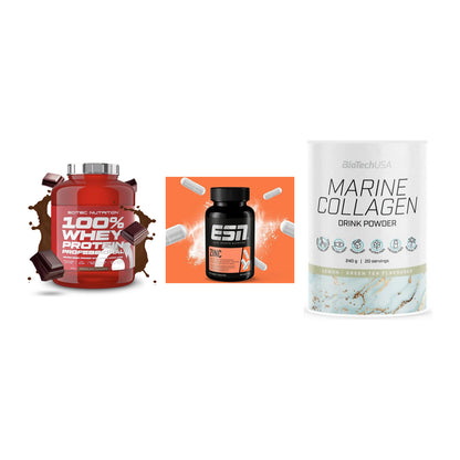Regenerations-Set: Scitec 100% + ESN Zinc + BioTech Marine – alle enthaltenen Artikel