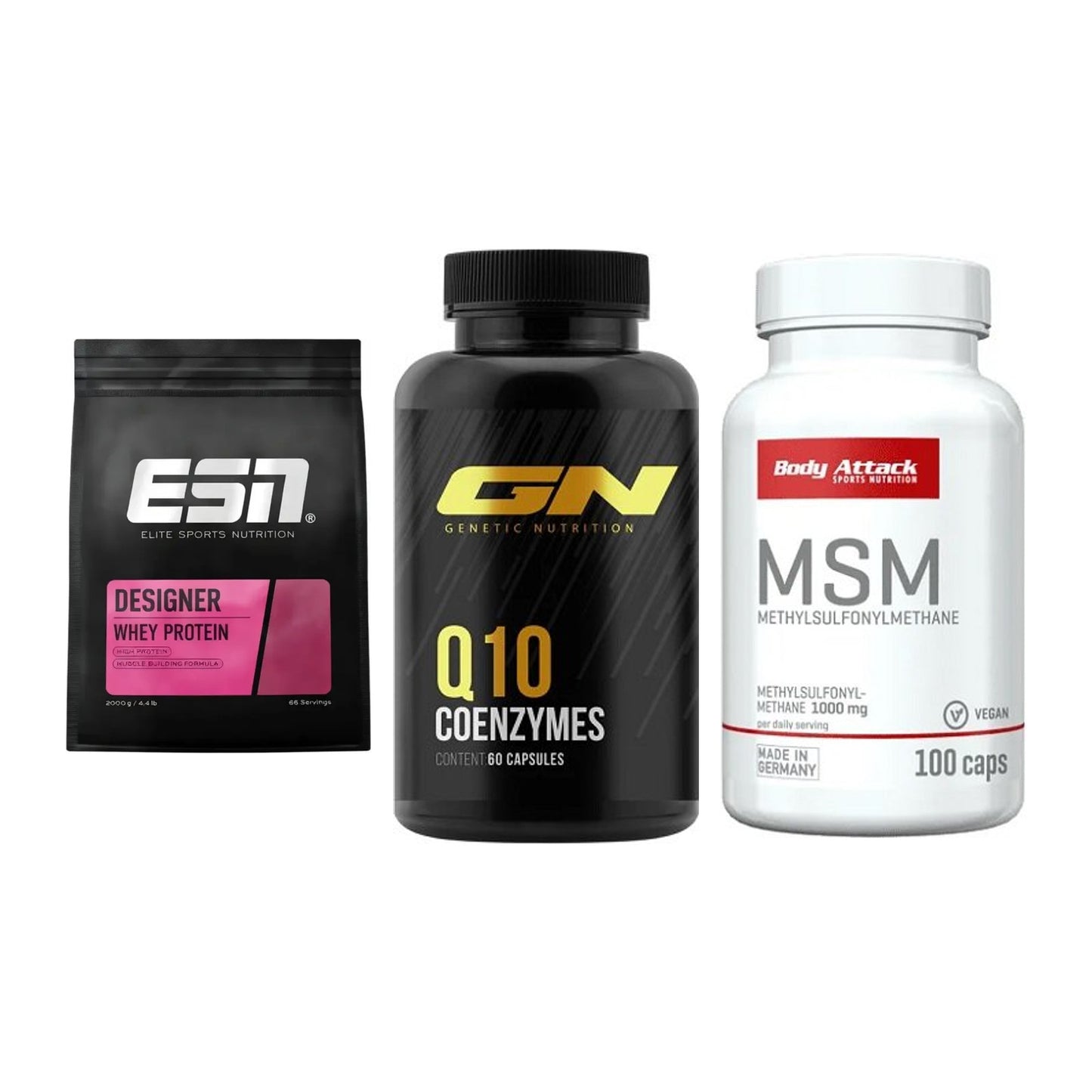 Regenerations-Set: ESN Designer + GN Q10 Health + Body Attack MSM – alle enthaltenen Artikel