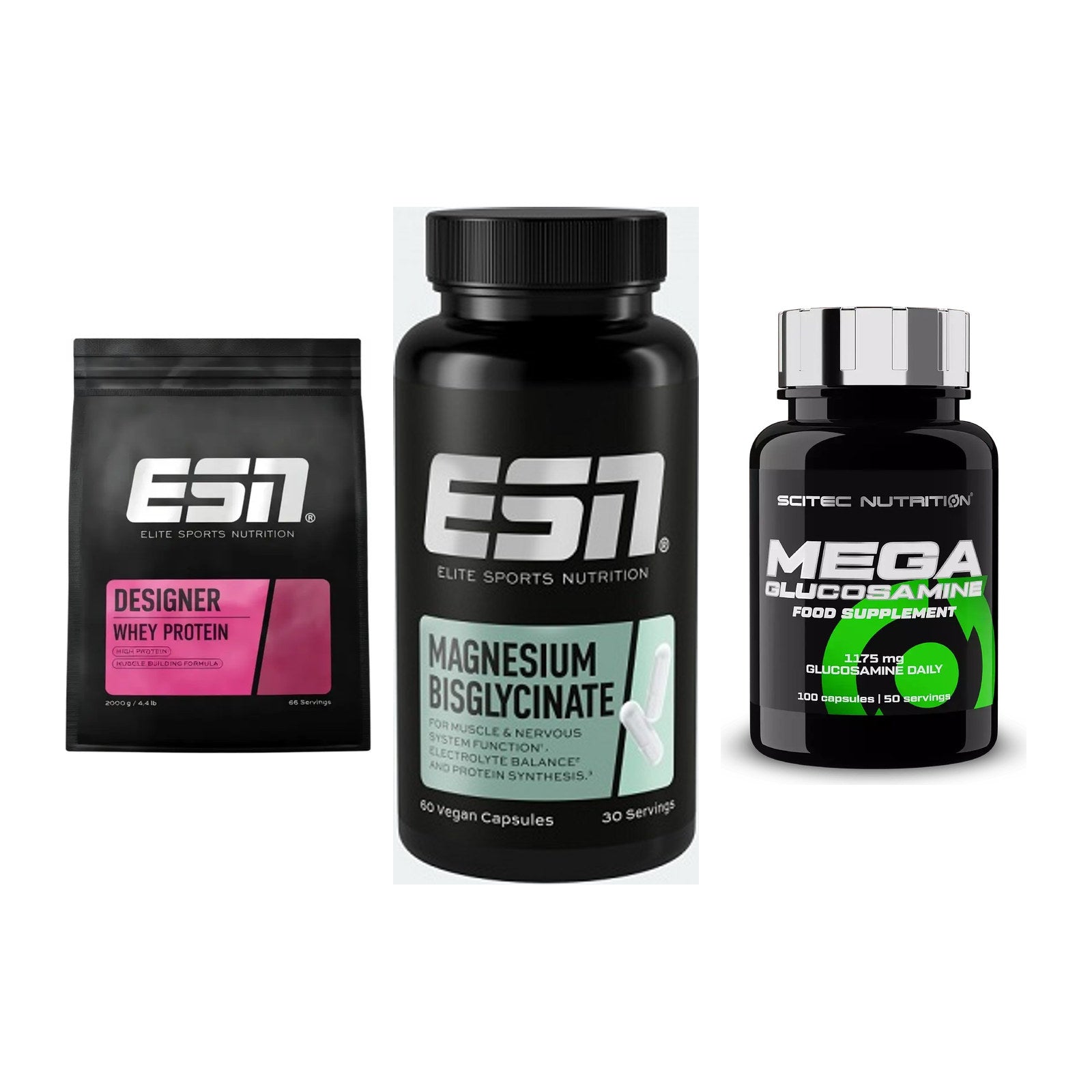 Regenerations-Set: ESN Designer + ESN Magnesium + Scitec Mega – alle enthaltenen Artikel