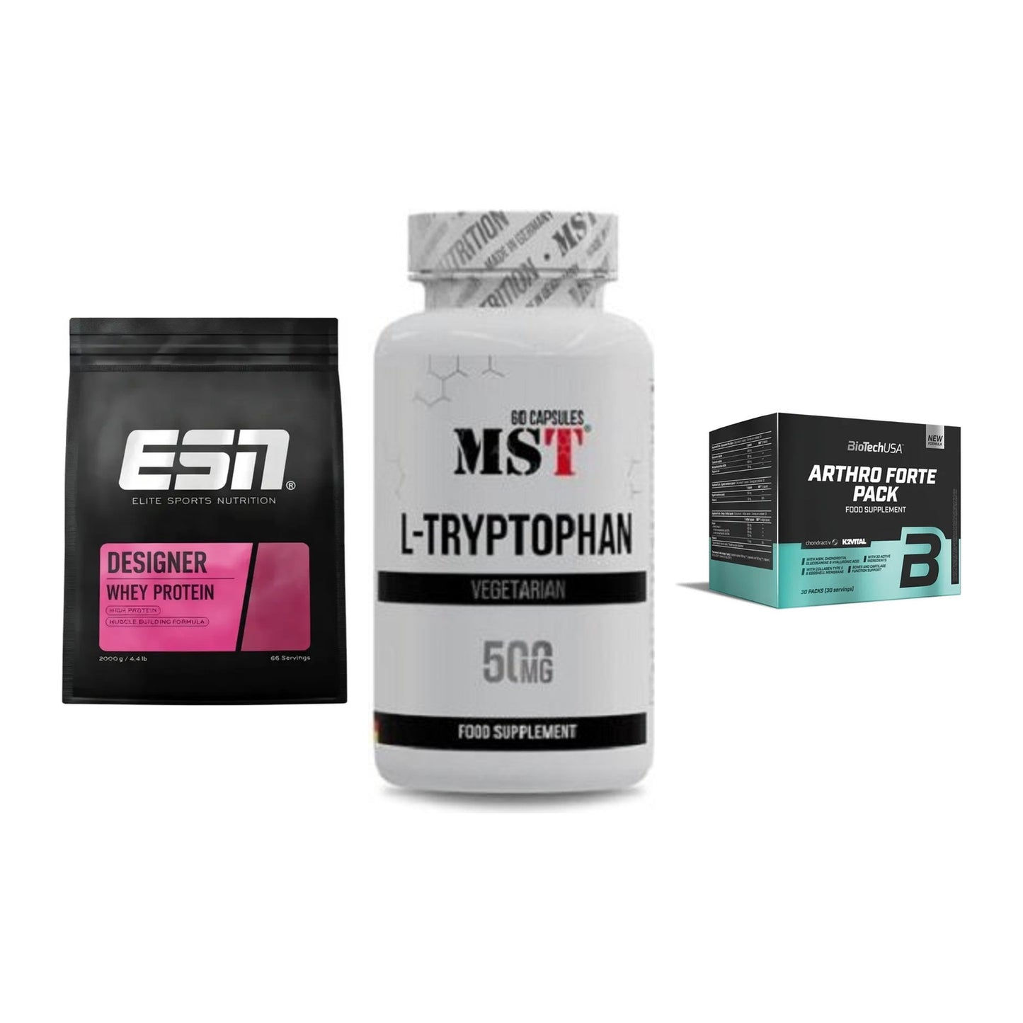Regenerations-Set: ESN Designer + MST Tryptophan + BioTech Arthro – alle enthaltenen Artikel