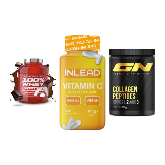 Regenerations-Set: Scitec 100% + INLEAD Vitamin + GN Peptan – alle enthaltenen Artikel