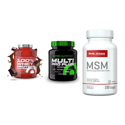 Regenerations-Set: Scitec 100% + Scitec Multi + Body Attack MSM – alle enthaltenen Artikel
