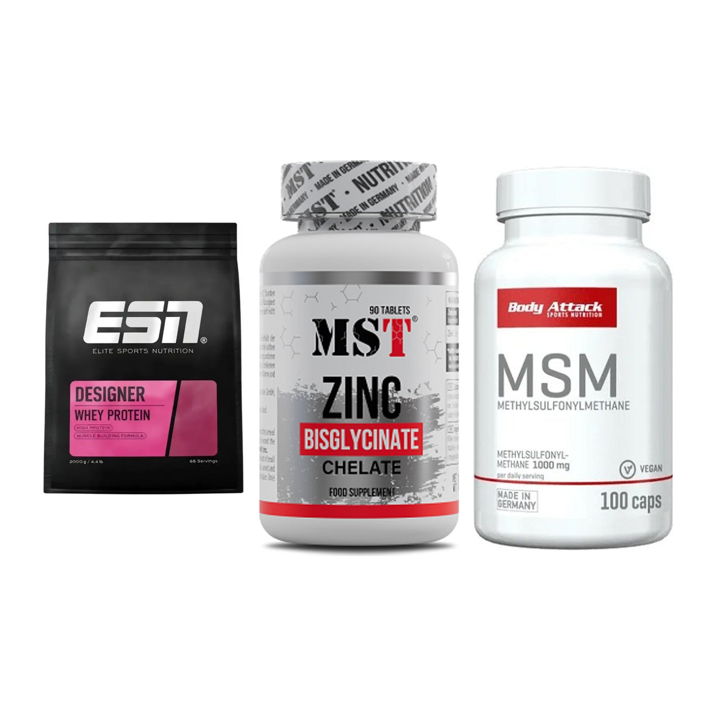 Regenerations-Set: ESN Designer + MST Zinc + Body Attack MSM – alle enthaltenen Artikel