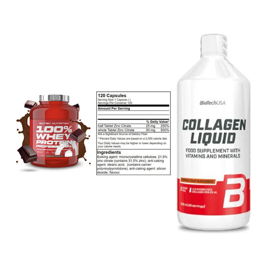 Regenerations-Set: Scitec 100% + GN Zinc Citrate + BioTech Collage – alle enthaltenen Artikel