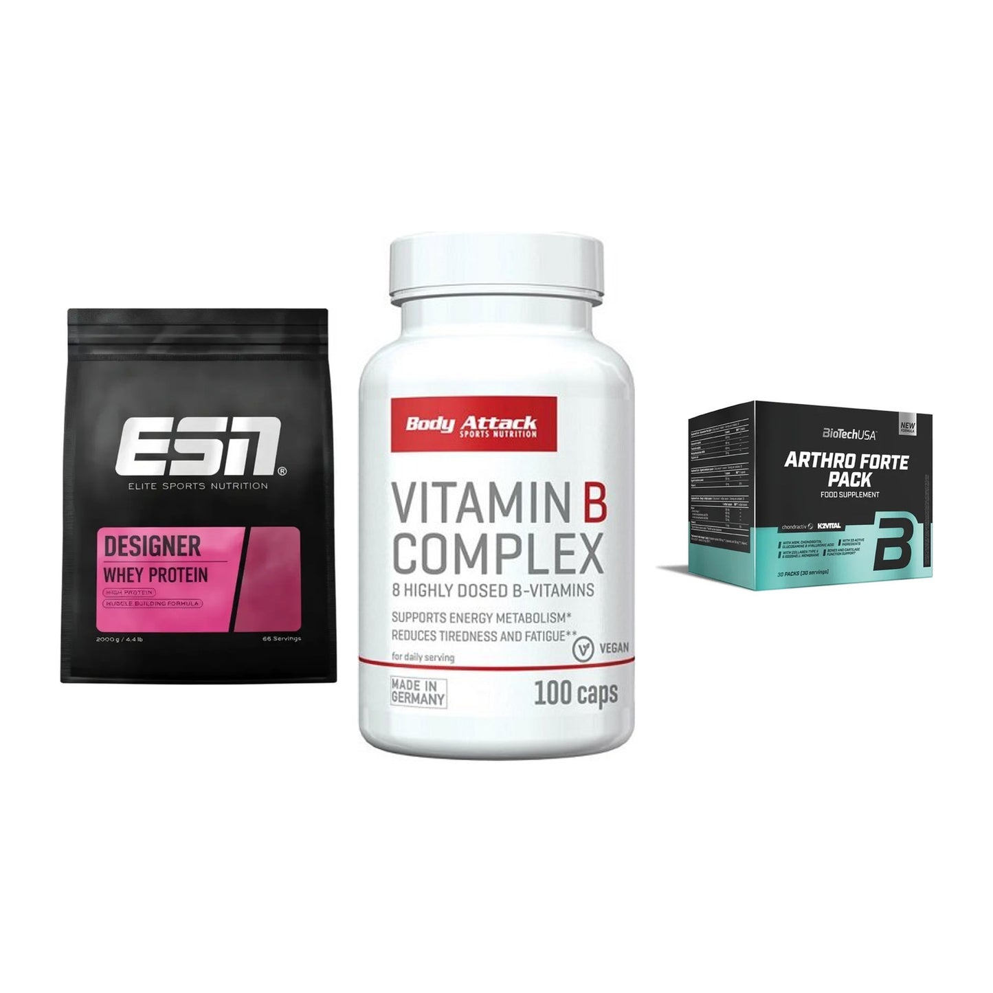 Regenerations-Set: ESN Designer + Body Attack + BioTech Arthro – alle enthaltenen Artikel